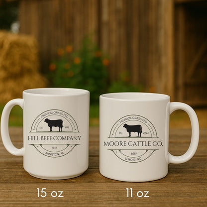 Custom Cattle Farm Ceramic Mug 11 or 15oz HEIFER Version