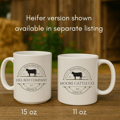 Custom Cattle Farm Ceramic Mug 11 or 15oz Steer Version