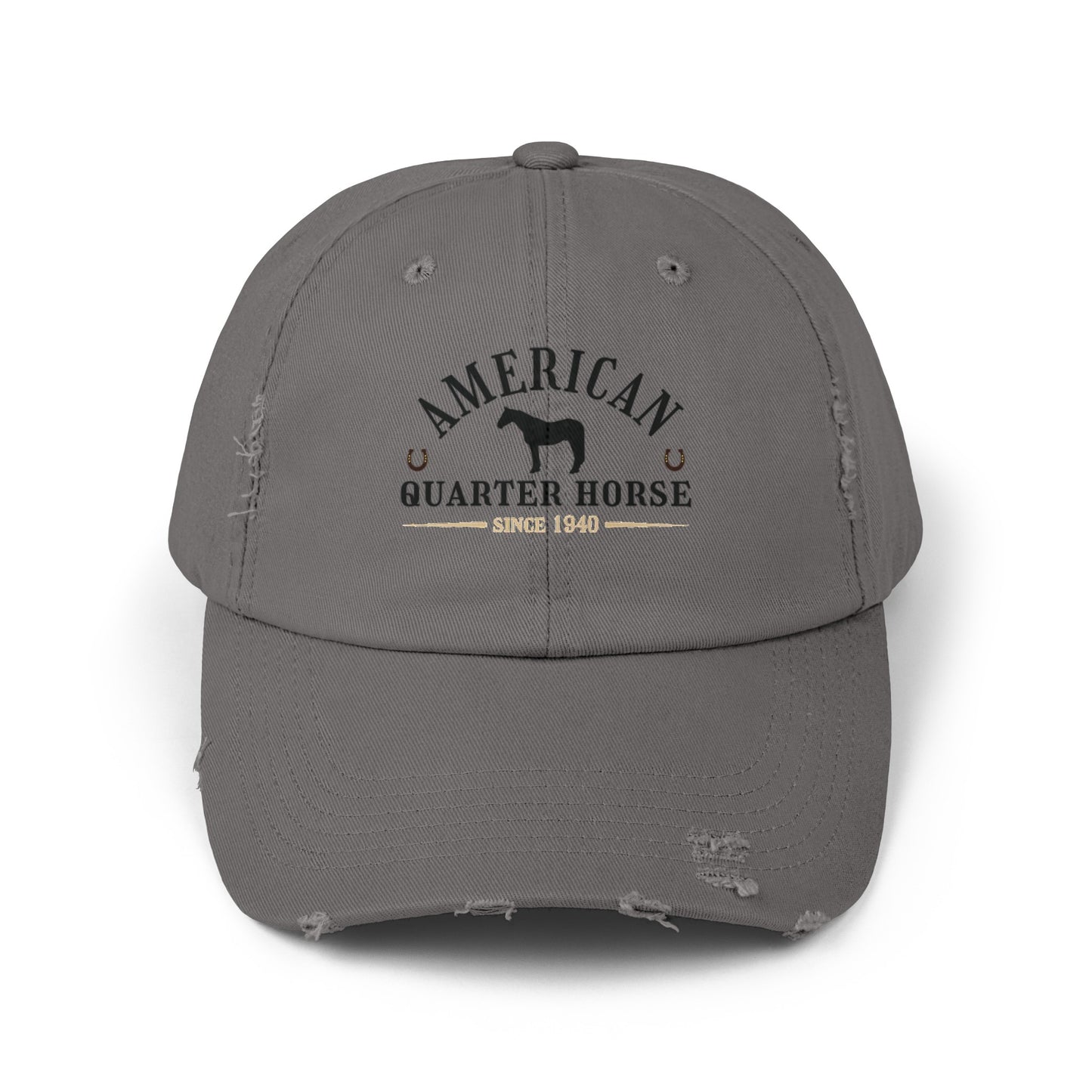 American Quarter Horse Unisex Distressed Cap | Cotton Twill Hat | Horse Lover Hat | Gift for Equestrian | Horse Breed Baseball Cap