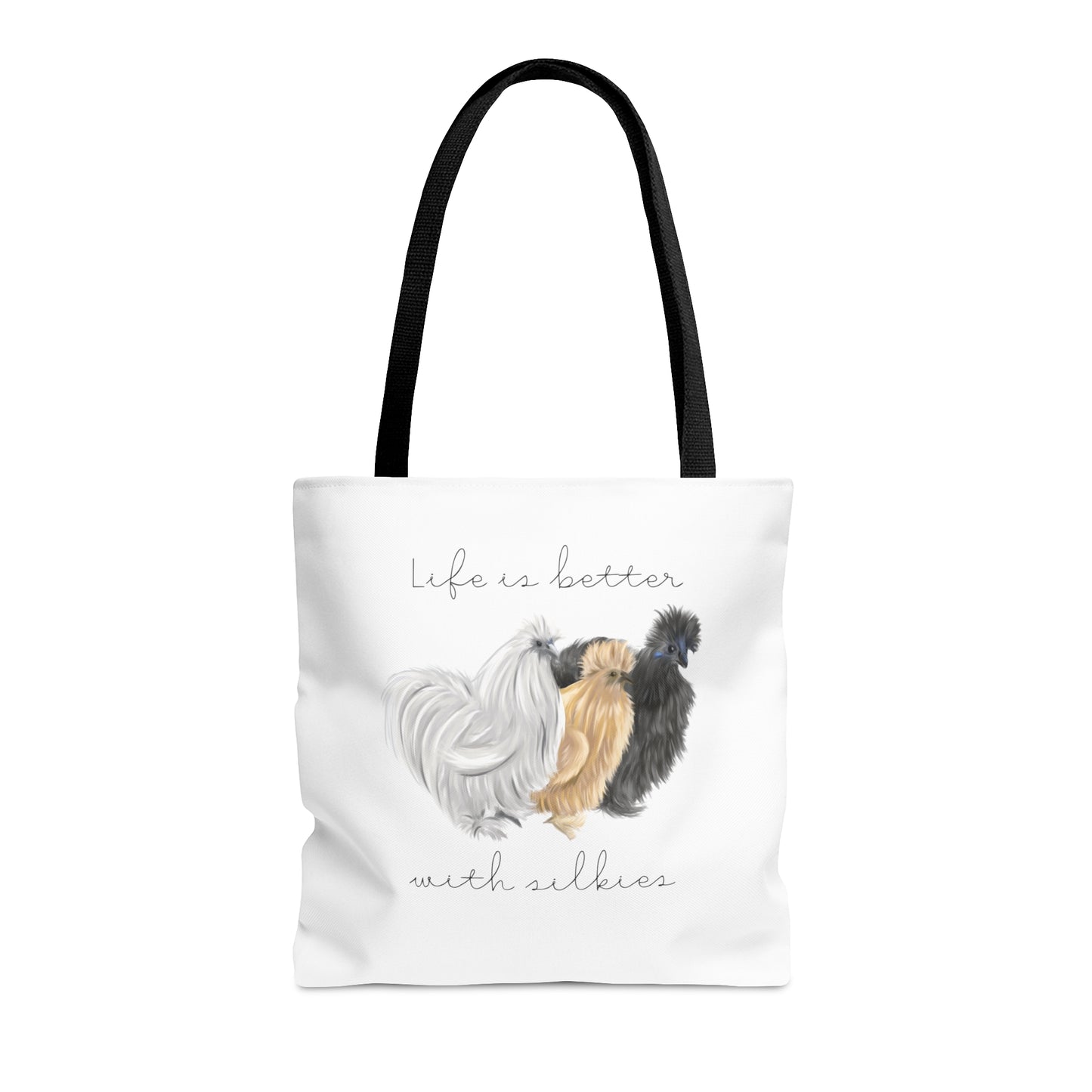 Life is Better with Silkies Tote Bag | Gift for silkie lovers | Chicken lover bag | Farmer's Market Bag | Reusable Grocery Bag Shoulder Tote