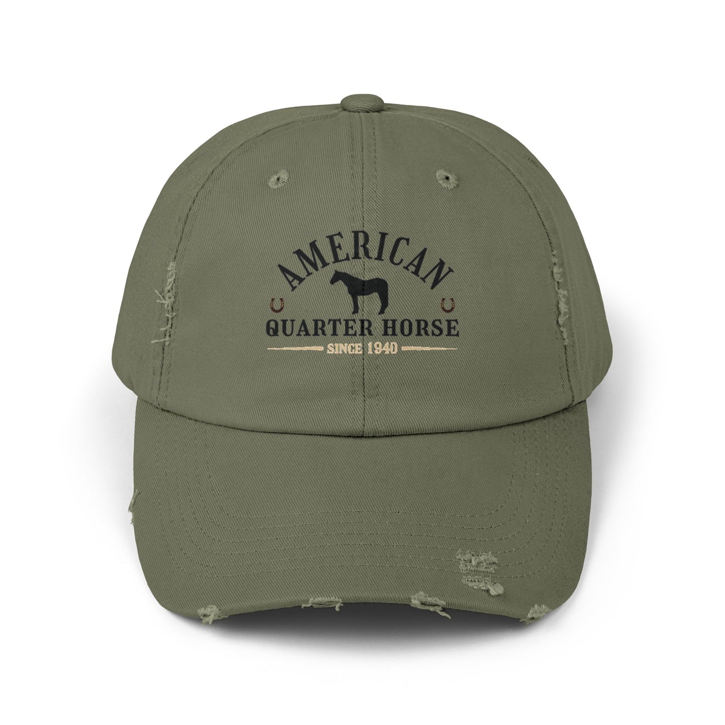 American Quarter Horse Unisex Distressed Cap | Cotton Twill Hat | Horse Lover Hat | Gift for Equestrian | Horse Breed Baseball Cap