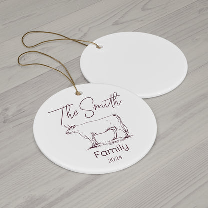 Custom Cattle Farm Ranch Ceramic Ornament Personalized Gift for Ranchers Cattle Farmers Farmhouse Homesteading Gift