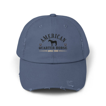 American Quarter Horse Unisex Distressed Cap | Cotton Twill Hat | Horse Lover Hat | Gift for Equestrian | Horse Breed Baseball Cap