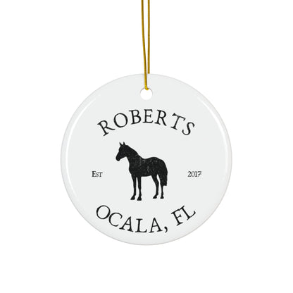 Custom Horse Farm Ranch Ceramic Ornament Personalized Gift for Horse Lovers Farmhouse Equestrian Gift