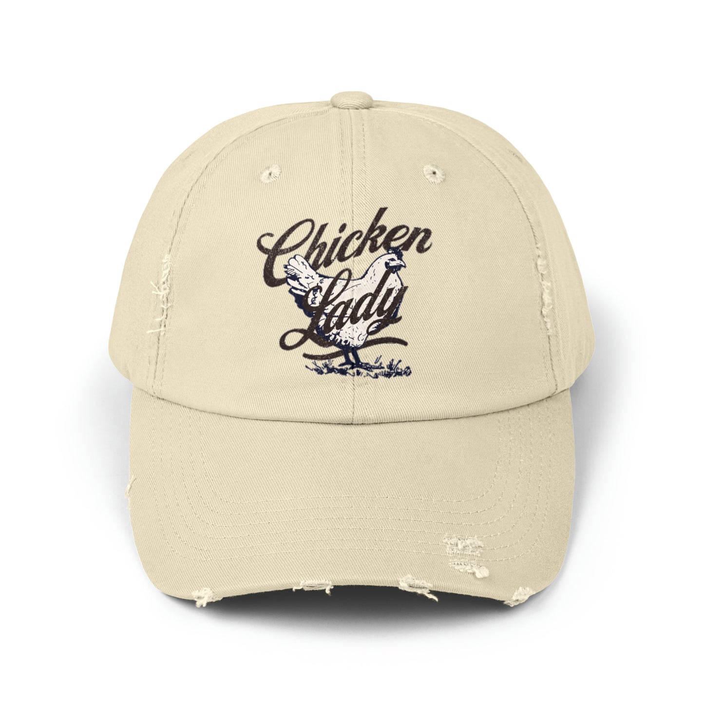 Chicken Lady Unisex Distressed Cap | Cotton Twill Hat | Chicken Lover Hat | Gift for Chicken Keeper | Homestead Gift