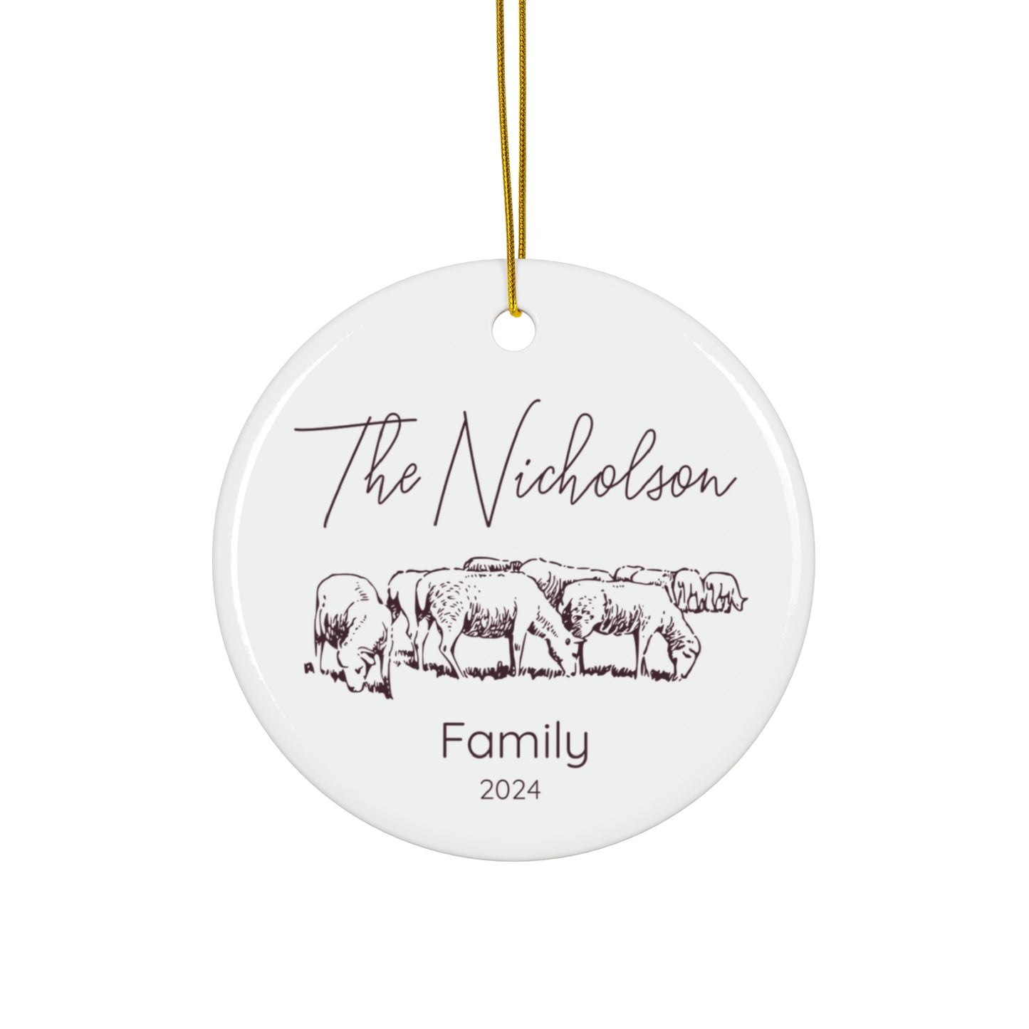 Custom Sheep Farm Ceramic Ornament Personalized Gift for Sheep Lovers Farmhouse Homesteading Gift