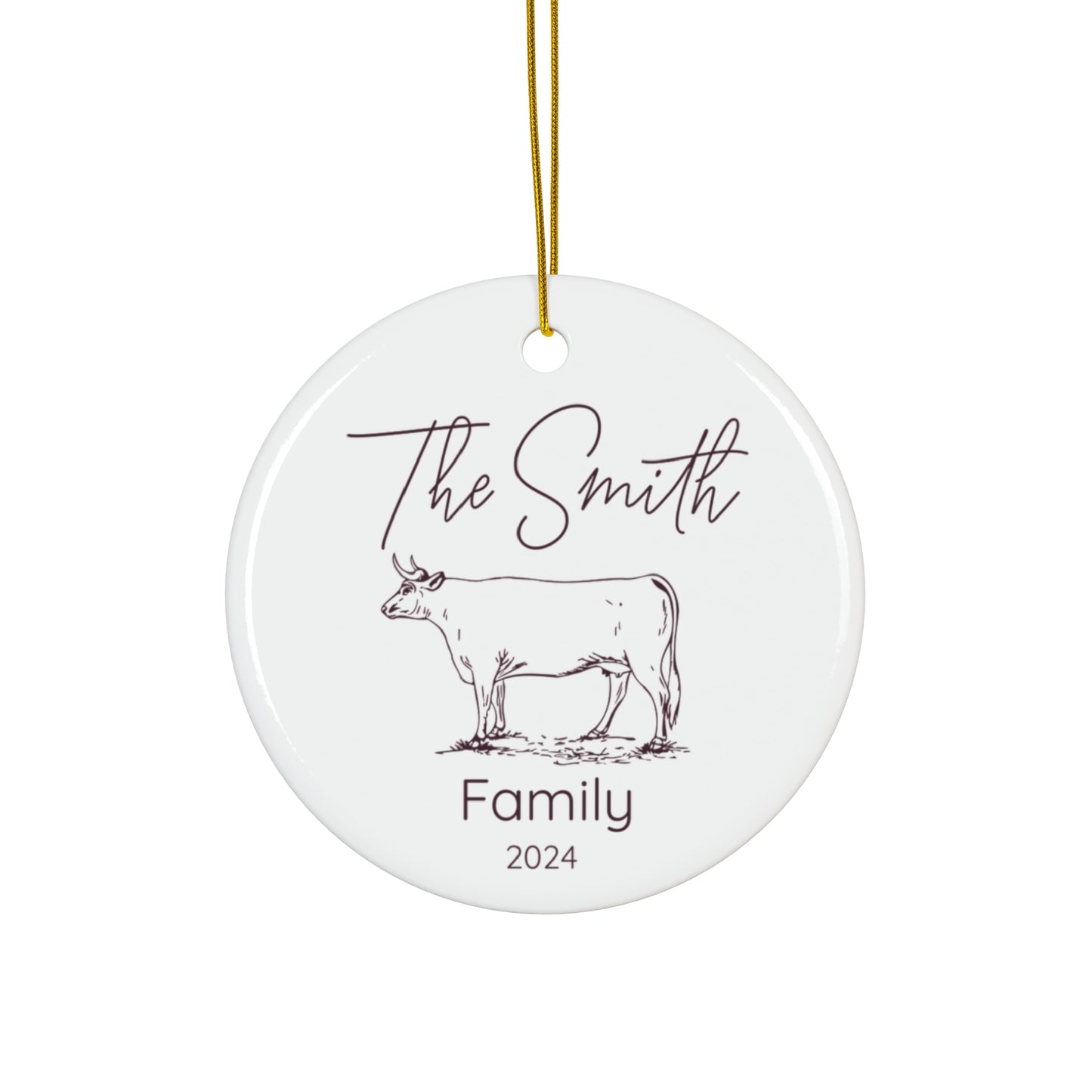 Custom Cattle Farm Ranch Ceramic Ornament Personalized Gift for Ranchers Cattle Farmers Farmhouse Homesteading Gift