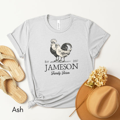 Custom Family Farm Tee | Rooster/Hen Unisex Jersey Short Sleeve Tee | Gift for Homesteader | Personalized Farm Tee | Chicken Lover t-shirt