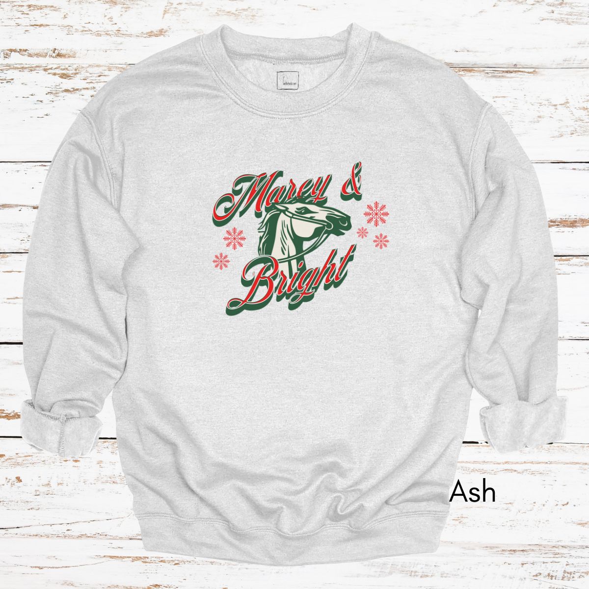 Marey & Bright Funny Holiday Horse Unisex Crewneck Sweatshirt