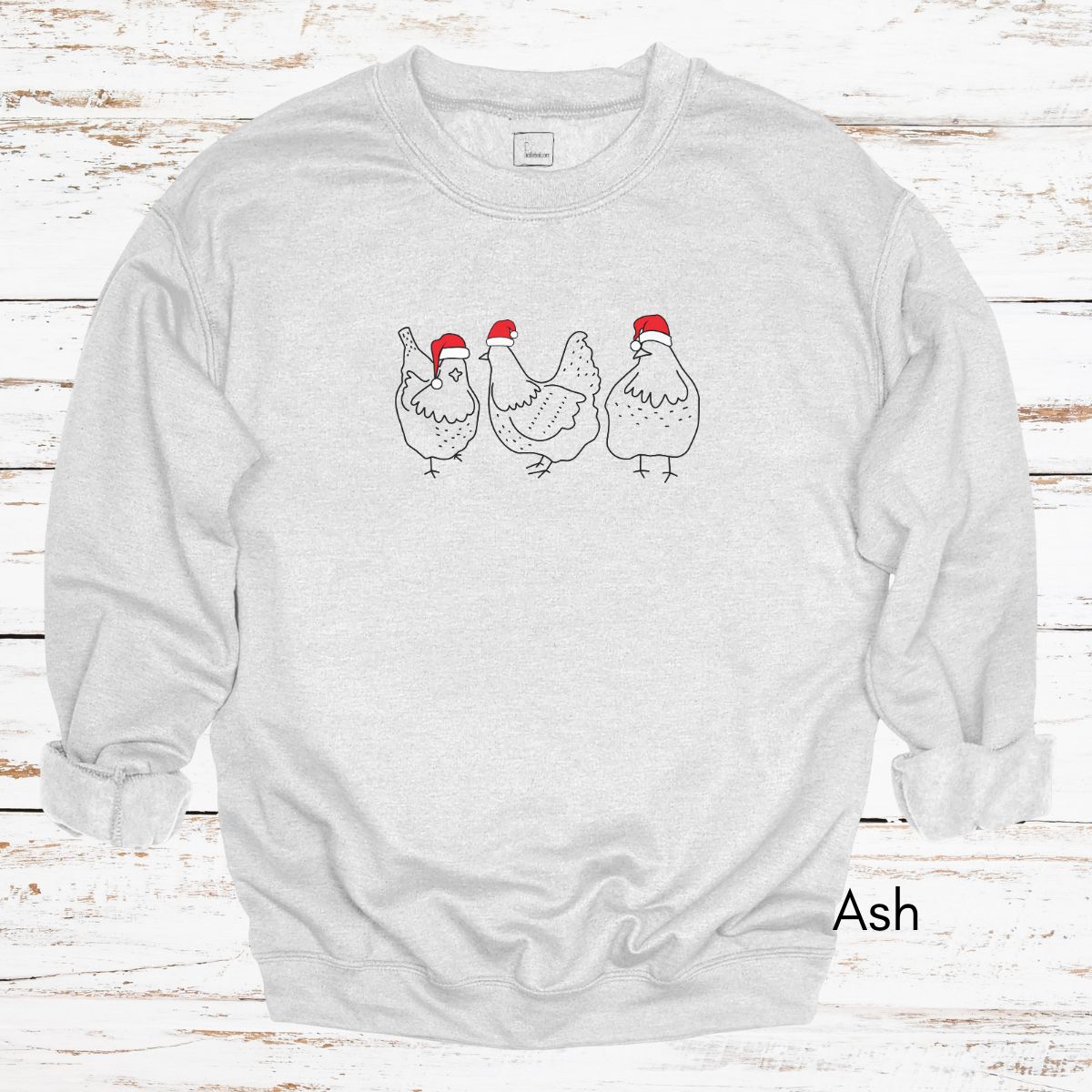 Christmas Chickens in Santa Hats Unisex Crewneck Sweatshirt