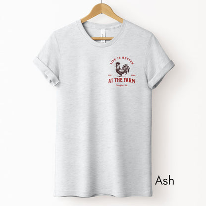 Custom Life is Better on the Farm Tee | Jersey Short Sleeve Tee | Local Farm T-shirt |  | Gift for Farmer Tshirt | Rooster Chicken Tee