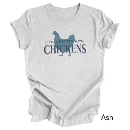 Life is Better With Chickens Tee | Chicken Lover Short Sleeve Tee | Poultry Enthusiast T-shirt | Mother's Day Gift | Pastel Spring Color Tee