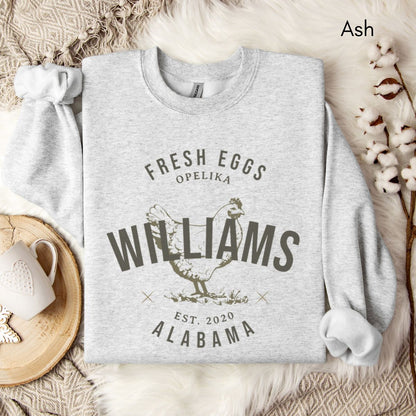 Custom Local Egg Farm Unisex Crewneck Sweatshirt| Local Egg Dealer sweatshirt | Personalized Gift for Chicken Farmer | Farmer's Market Homesteading Sweatshirt