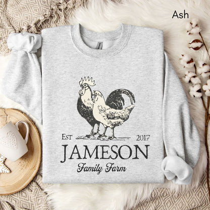 Custom Family Farm Sweatshirt - Unisex Crewneck Sweatshirt| Farmer's Market sweatshirt | Personalized Farmer Sweatshirt | Chicken Lover Gift