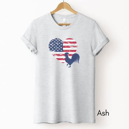 Patriotic Rooster Tee | Unisex Tee | 4th of July Farm Tee | Rooster Chicken T-shirt | USA T-shirt | Distressed Memorial Day Tshirt