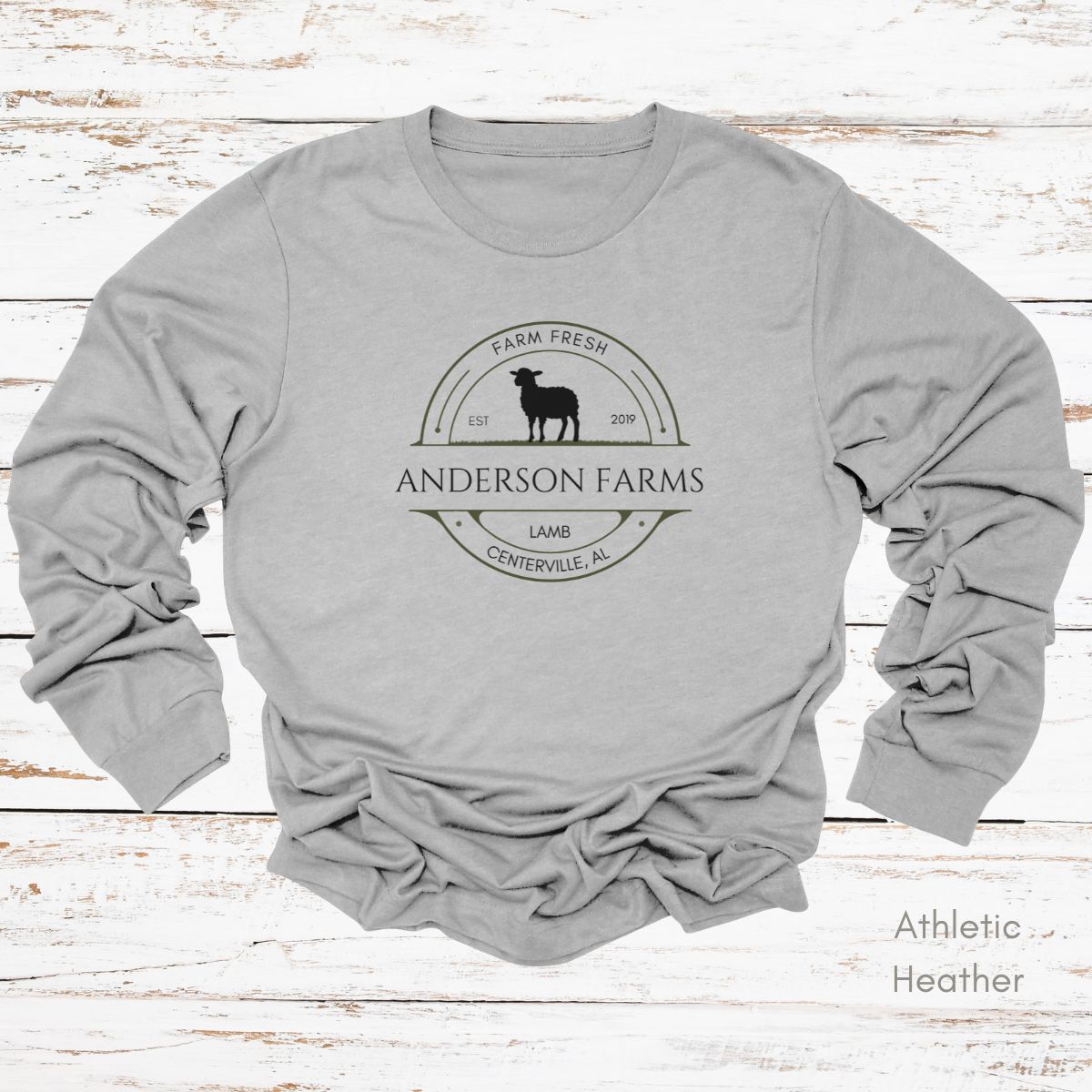 Custom Sheep Lamb Farm Long Sleeve Light Weight Jersey T-shirt
