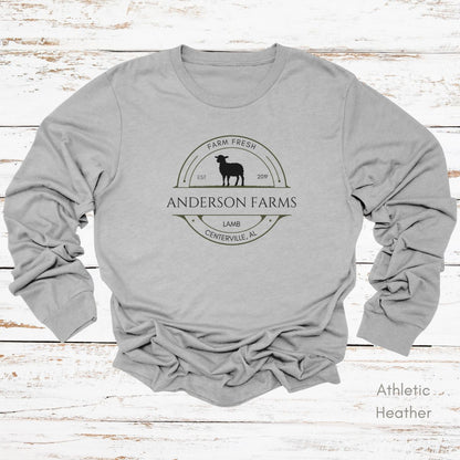 Custom Sheep Lamb Farm Long Sleeve Light Weight Jersey T-shirt