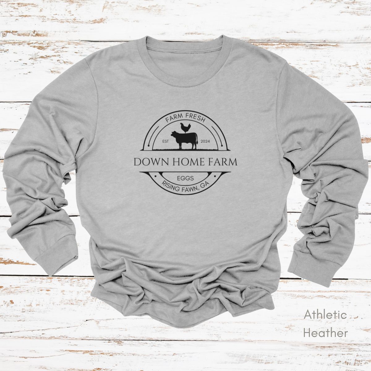 Custom Long Sleeve Light Weight Jersey Local Cattle Chicken Farm Tee