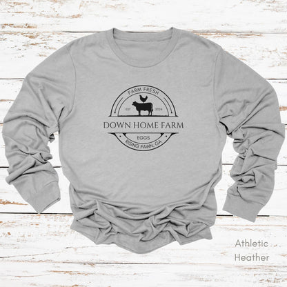 Custom Long Sleeve Light Weight Jersey Local Cattle Chicken Farm Tee