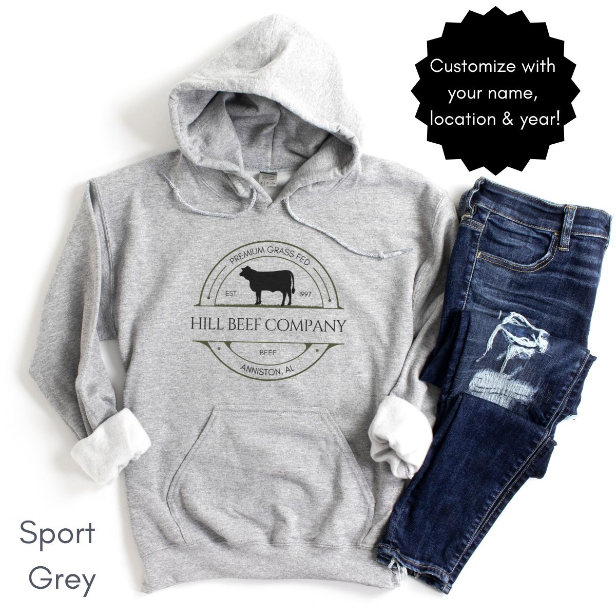 Custom cattle Farm/Ranch HOODIE Unisex Heavy Blend Hooded Sweatshirt Heifer Version - Personalized Gift for Ranchers/Farmers Homestead Shirt Farmer's Market Sweatshirt