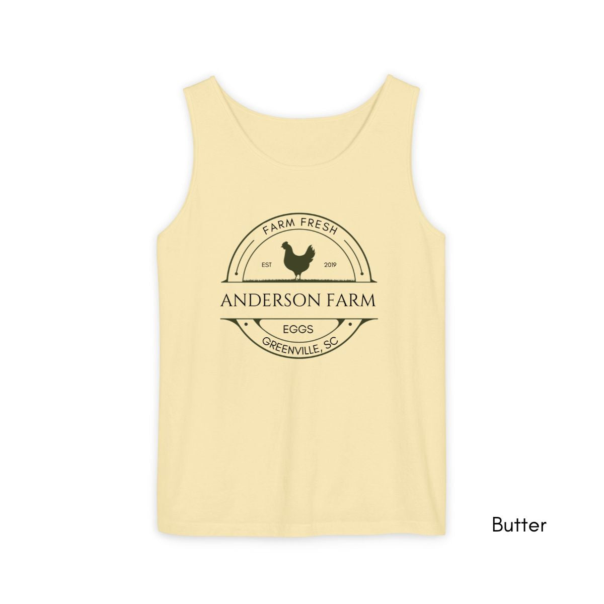 Custom Egg Farm Tank Top | Local Egg Dealer Shirt | Personalized Chicken Farm Tank | Gifts for Farmers | Homestead Shirt Unisex Garmet Dyed