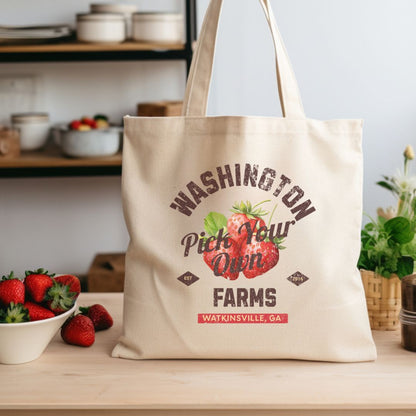 Custom Strawberry Farm Cotton Canvas Tote Bag | Farmer's Market Bag | Local Produce Dealer | Personalized Farmer Bag | Reusable Grocery Bag