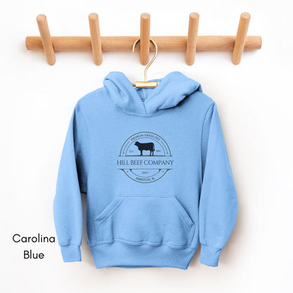 Custom Cattle Farm Ranch YOUTH/KIDS Heavy Blend Hooded Sweatshirt Personalized gift for Cattle farmers Local Beef Dealer Hoodie Farmer's Market Shirt