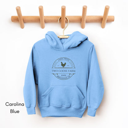 Custom Egg Farm YOUTH/KIDS Heavy Blend Hooded Sweatshirt Personalized gift for chicken farmers Local Egg Dealer Hoodie