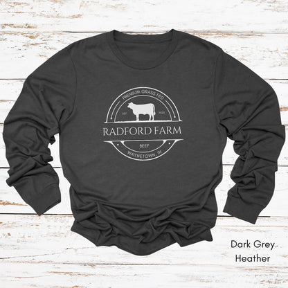 Custom Cattle Farm Long Sleeve Light Weight Jersey T-shirt