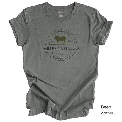Custom Cattle Beef Farm Light Weight Unisex Jersy T-shirt Steer Version