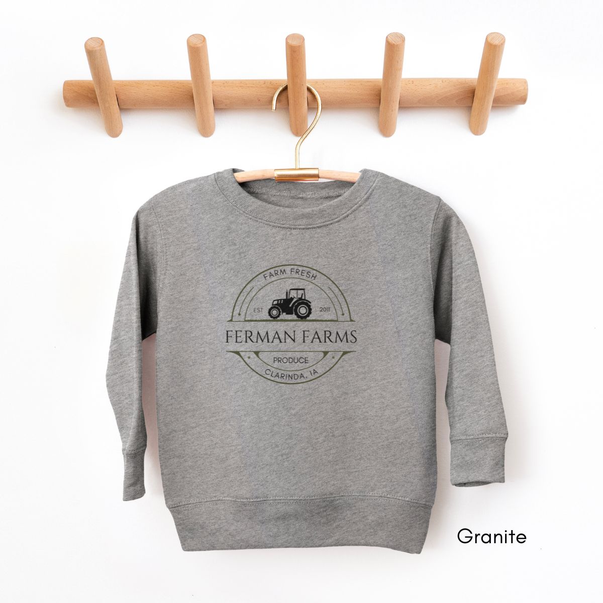 Custom Farm TODDLER Sweatshirt Local Produce Dealer Toddler Personalized Sweatshirt Gift for Farmers Homesteading Shirt Tractor Agriculture