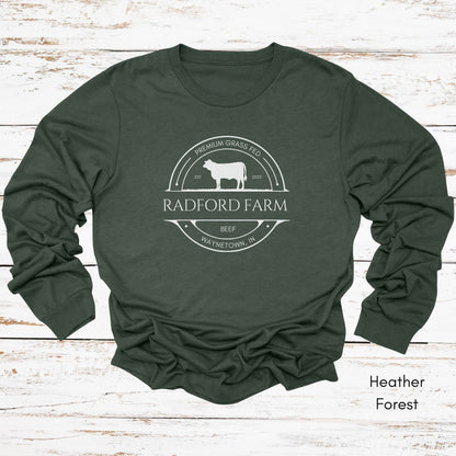 Custom Cattle Farm Long Sleeve Light Weight Jersey T-shirt
