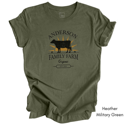 Custom Family Farm Dairy Cow Unisex Light Weight Jersey T-shirt