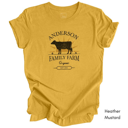 Custom Family Farm Dairy Cow Unisex Light Weight Jersey T-shirt