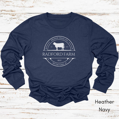 Custom Cattle Farm Long Sleeve Light Weight Jersey T-shirt