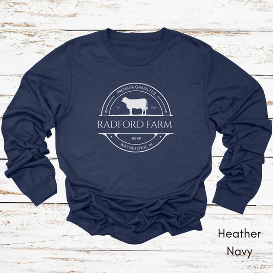 Custom Cattle Farm Long Sleeve Light Weight Jersey T-shirt