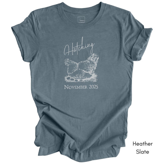 Hatching Custom Pregnancy Announcement Tee - Unisex Jersey Light Weight T-shirt
