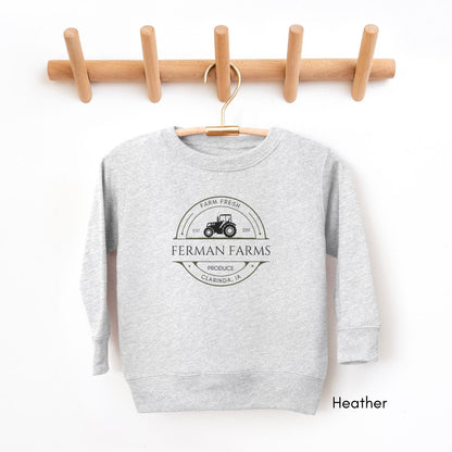 Custom Farm TODDLER Sweatshirt Local Produce Dealer Toddler Personalized Sweatshirt Gift for Farmers Homesteading Shirt Tractor Agriculture