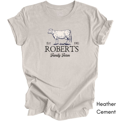Custom Dairy Cow Family Farm Unisex Jersey Light Weight T-shirt