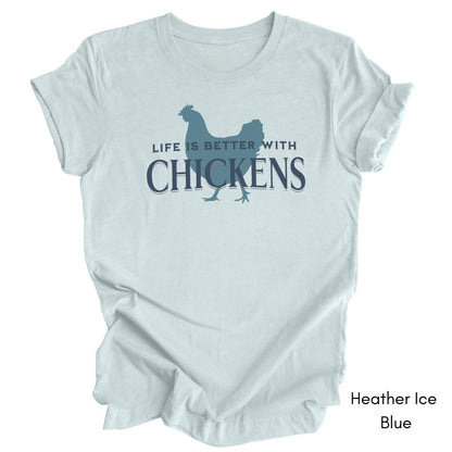 Life is Better With Chickens Tee | Chicken Lover Short Sleeve Tee | Poultry Enthusiast T-shirt | Mother's Day Gift | Pastel Spring Color Tee