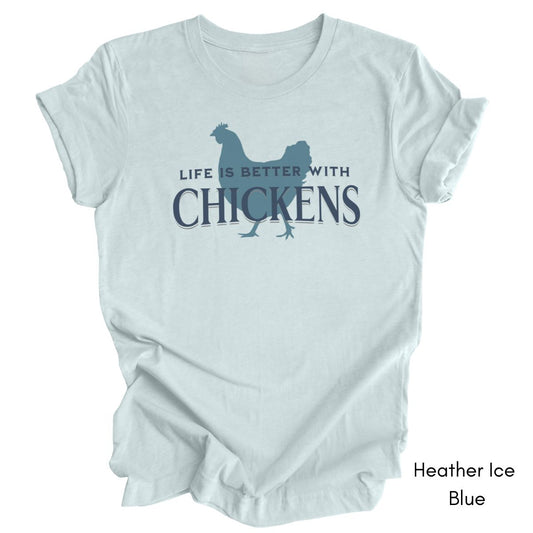 Life is Better With Chickens Tee | Chicken Lover Short Sleeve Tee | Poultry Enthusiast T-shirt | Mother's Day Gift | Pastel Spring Color Tee
