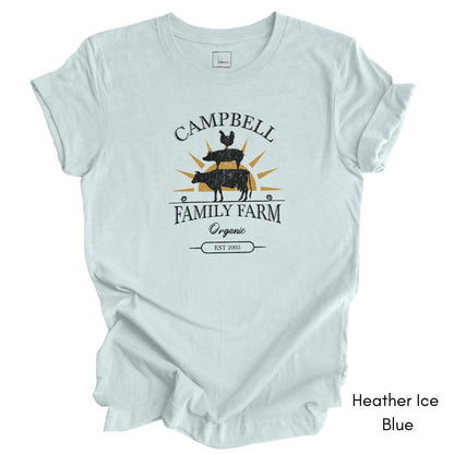 Custom Family Farm - Chicken, Cow, Pig Unisex Light Weight Jersey T-shirt