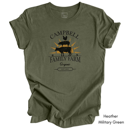 Custom Family Farm - Chicken, Cow, Pig Unisex Light Weight Jersey T-shirt