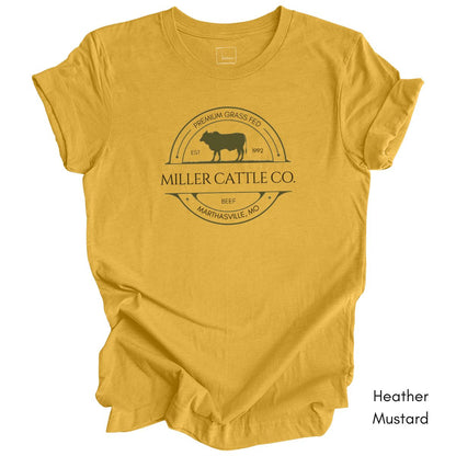 Custom Cattle Beef Farm Light Weight Unisex Jersy T-shirt Steer Version