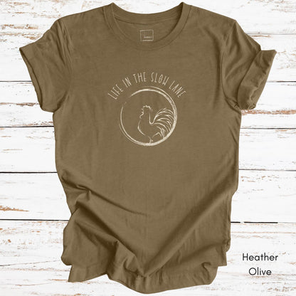 Life in the Slow Lane Rooster Unisex Jersey Light Weight T-shirt