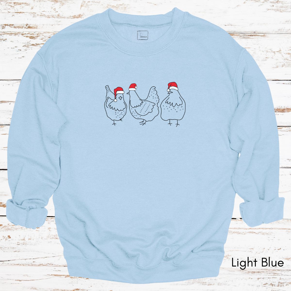 Christmas Chickens in Santa Hats Unisex Crewneck Sweatshirt