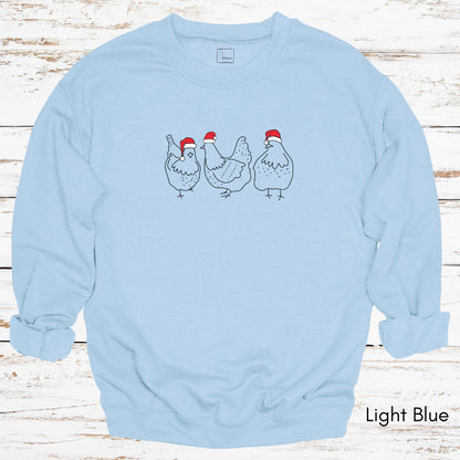Christmas Chickens in Santa Hats Unisex Crewneck Sweatshirt