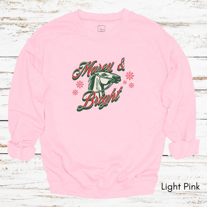 Marey & Bright Funny Holiday Horse Unisex Crewneck Sweatshirt