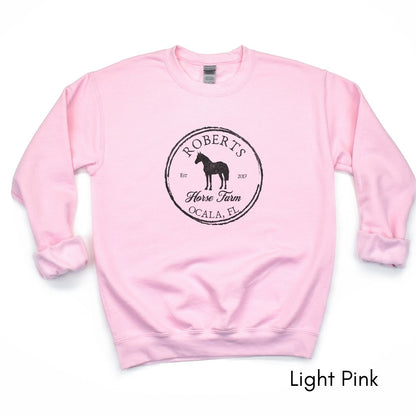 Custom Local Horse Farm Unisex Crewneck Sweatshirt | Horse Lover shirt | Gift for Equestrian |  Personalized Horse Farm Sweatshirt