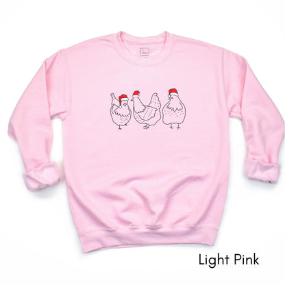 Christmas Chickens in Santa Hats Unisex Crewneck Sweatshirt